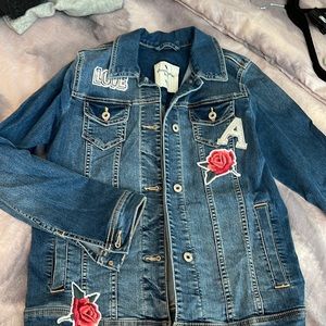 Abercrombie kids girls denim jacket with detailed patches size 15/16
